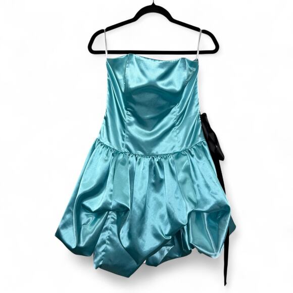 Vintage Gunne Sax Jessica McClintock Satin Babydoll Dress Sz 7 Blue Y2K Prom - Picture 7 of 14